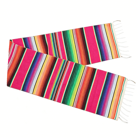 AUQ Mexican Table Runner 14 X 84 Inch Serape Table Runner for Mexican Party Wedding Decorations,Fringe Cotton Table Runner