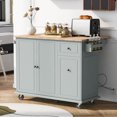 thumbnail image 4 of DEALTOPS Kitchen Island with Drop Leaf, 53.9" Rolling Kitchen Cart on Wheels with Storage Rack and Pull Out Cabinet Organizer-Grey, 4 of 11