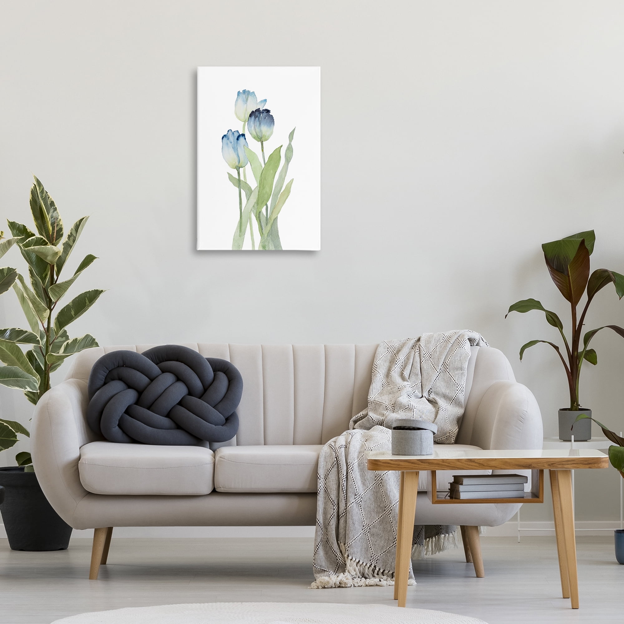 Stupell Industries Blue Garden Tulips Botanical & Floral Painting Gallery Wrapped Canvas Art Print Wall Art, 20 x 30