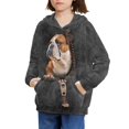 thumbnail image 3 of Xoenoiee Long Sleeve Boys Hoodies Vintage Bulldog Pattern Pullover Hoodies Hooded Sweater for Fall Winter Cosy Activewear with Kangaroo Pocket for Age 6-16 Years, M, 3 of 7