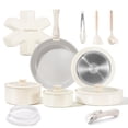 thumbnail image 1 of Chef Power Juego de ollas y sartenes antiadherentes de cerámica de 19 piezas con mango desmontable, juego de utensilios de cocina aptos para lavavajillas de inducción, juego de cocina para RV con mang, 1 of 5