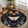 thumbnail image 3 of Black Butterfly Spring Large Area Rugs for Bedroom Living Room, Soft Non Slip Carpet Bedside Rug, Summer Botanical Watercolor Round Floor Cover Kitchen Accent Rug 6' for Dining Room/Office, 3 of 9
