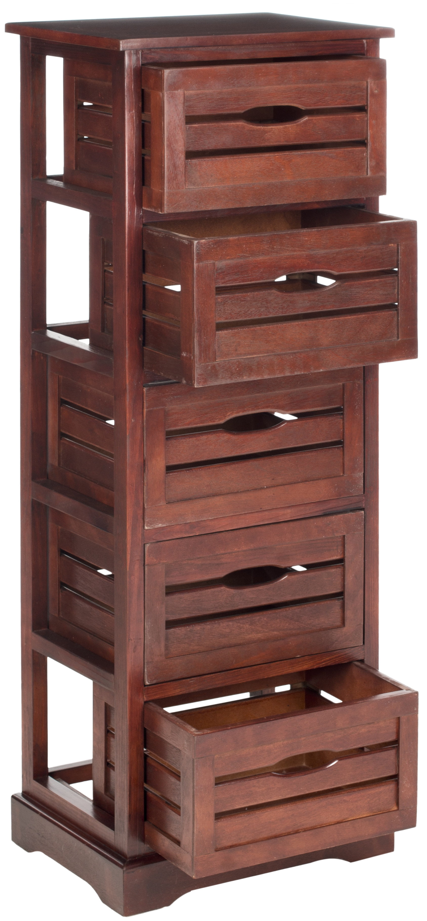 SAFAVIEH Sarina Solid Rustic 5 Drawer Cabinet, Cherry