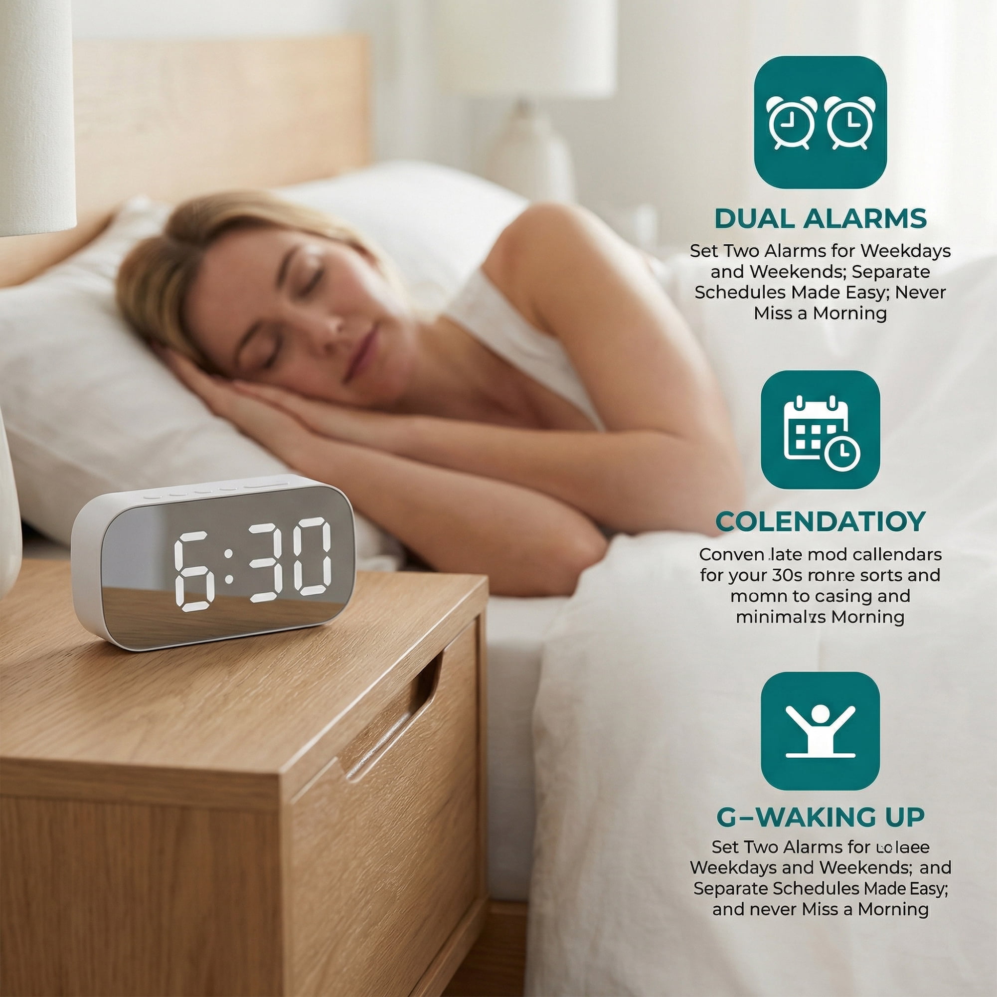 Unique Bargains Mirror Dimmable Loud Alarm Clock with Large Numbers 5.1" x 1.4" x 2.6"