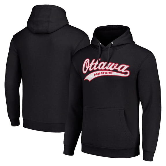 Men's Starter Black Ottawa Senators Tailsweep Fleece Tri-Blend Pullover Hoodie