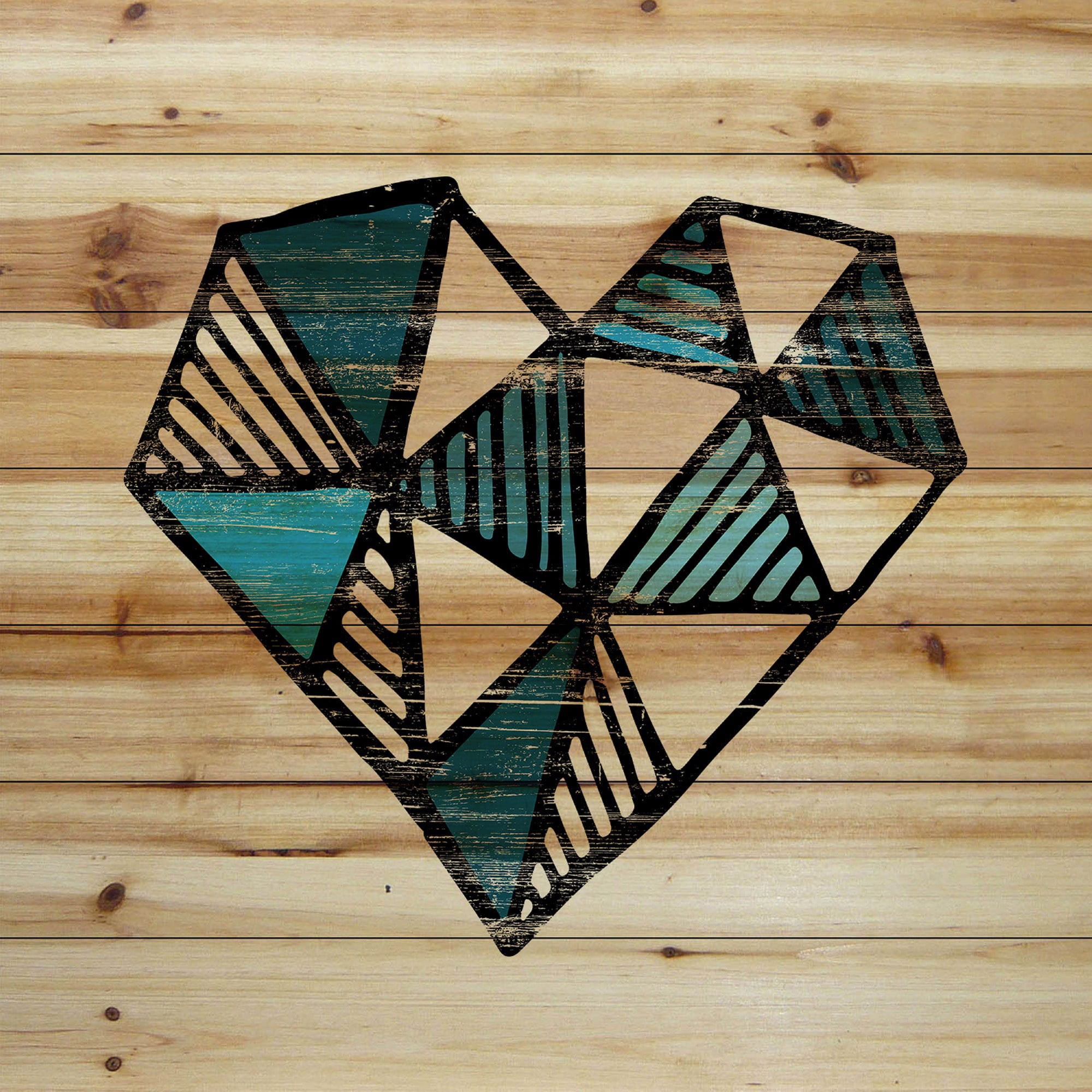 Marmont Hill - "Indigo Heart" Painting Art Print on Natural Pine Wood