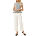 thumbnail image 2 of INSPIRAR CHIC Blusa de Peplum Elegante de Tweed para Mujeres con Cuello Redondo y Mangas Cortas para Oficina 2XL Blanca, 2 of 5