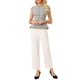 thumbnail image 2 of INSPIRAR CHIC Blusa de Peplum Elegante de Tweed para Mujeres con Cuello Redondo y Mangas Cortas para Oficina XL Blanca, 2 of 5