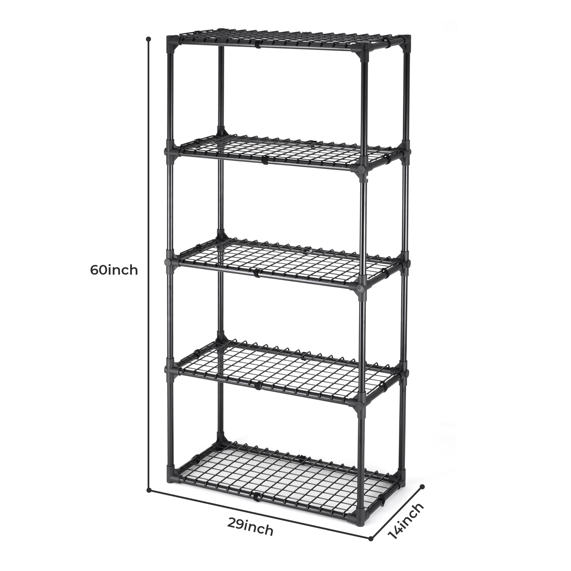 Leumius 5 Shelf Wire Shelving,Metal Storage Shelving Unit for 550 lbs Capacity Black,1Pcs