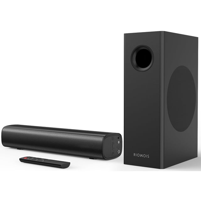 RIOWOIS Sound Bars for Smart TV with Subwoofer, 2.1 Deep Bass Small Soundbar Home Theater Surround System Speaker with 4 Inch Subwoofer, Bluetooth/Optical/