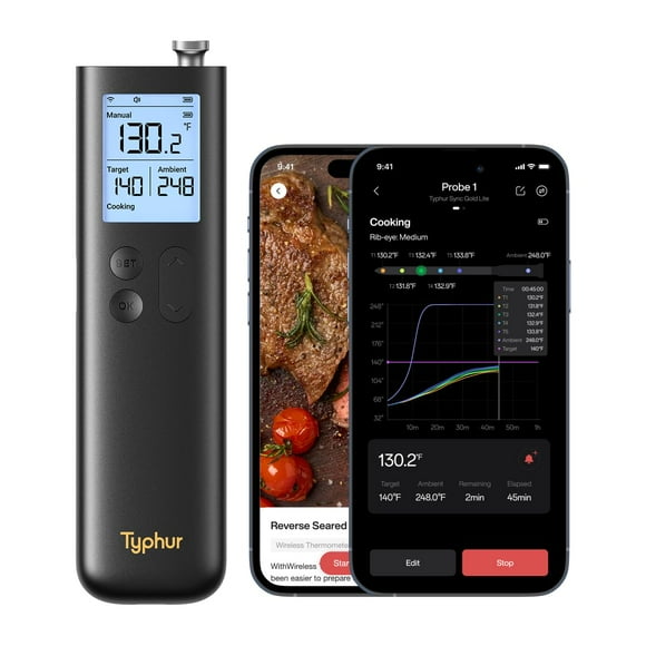 Typhur Sync Wireless Meat Thermometer Gen 2 with WiFi | Standalone Base and Control | Unlimited Range | Enhanced 10X Signal for Improved St