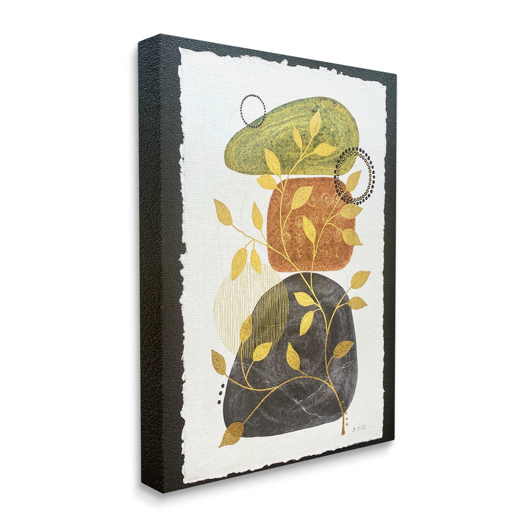 Layered Plant Leaf Pebbles Abstract Graphic Art Gallery Wrapped Canvas Print Wall Art