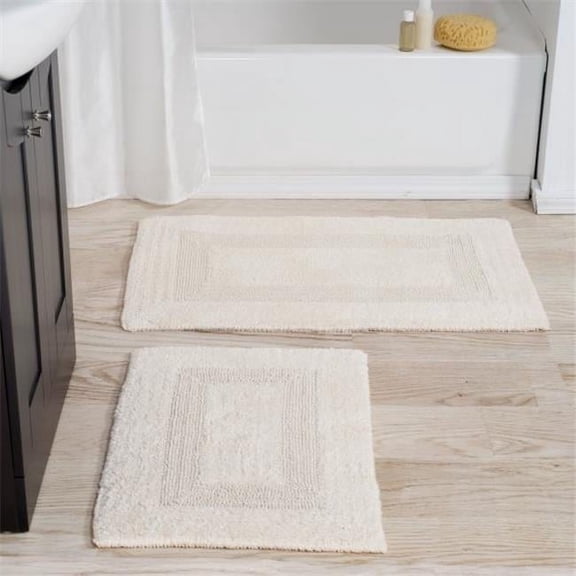 Bedford Home 67A-01677 100 Percent Cotton 2 Piece Reversible Rug Set - Ivory