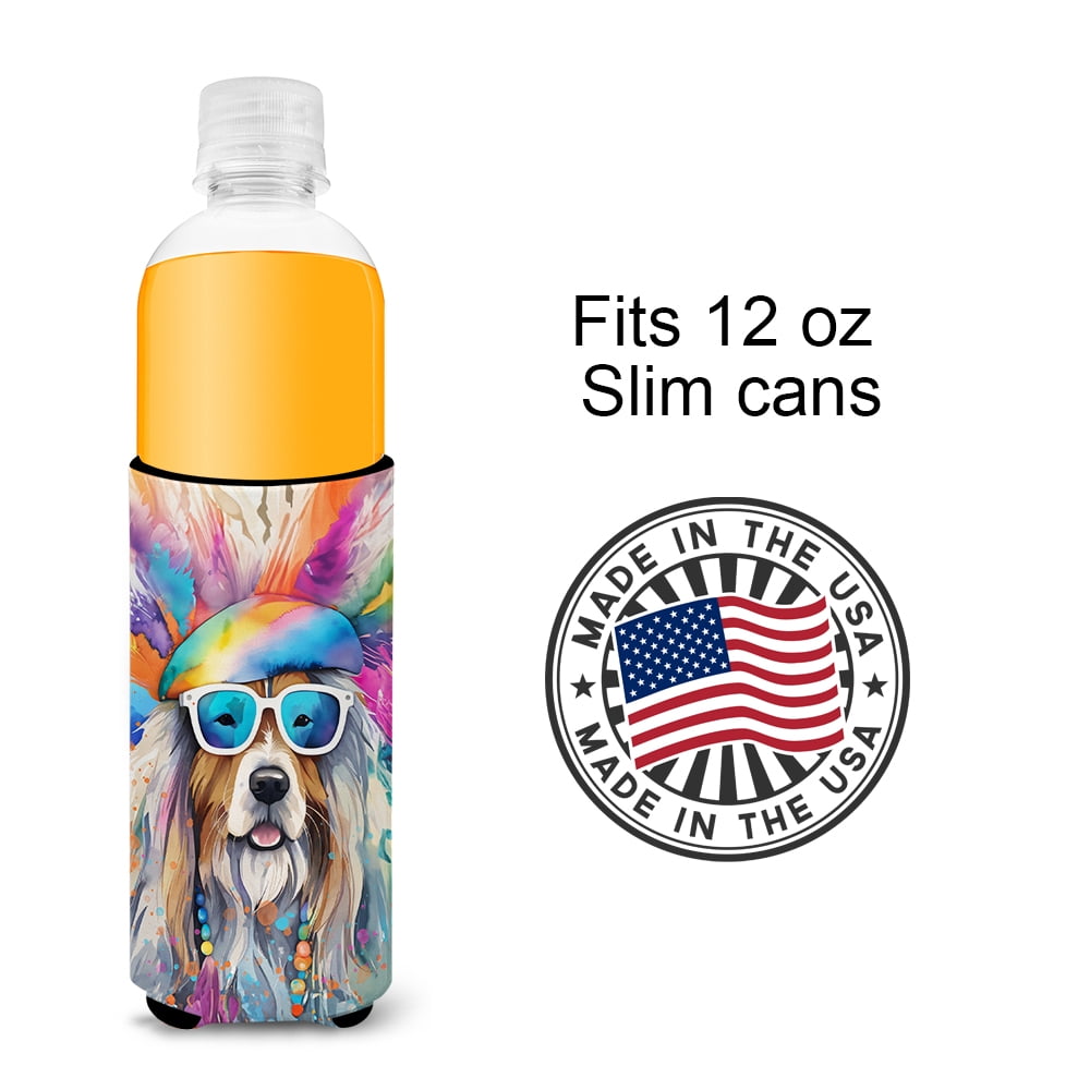 Bearded Collie Hippie Dawg Hugger for Ultra Slim Cans 4 in x 6.5 in