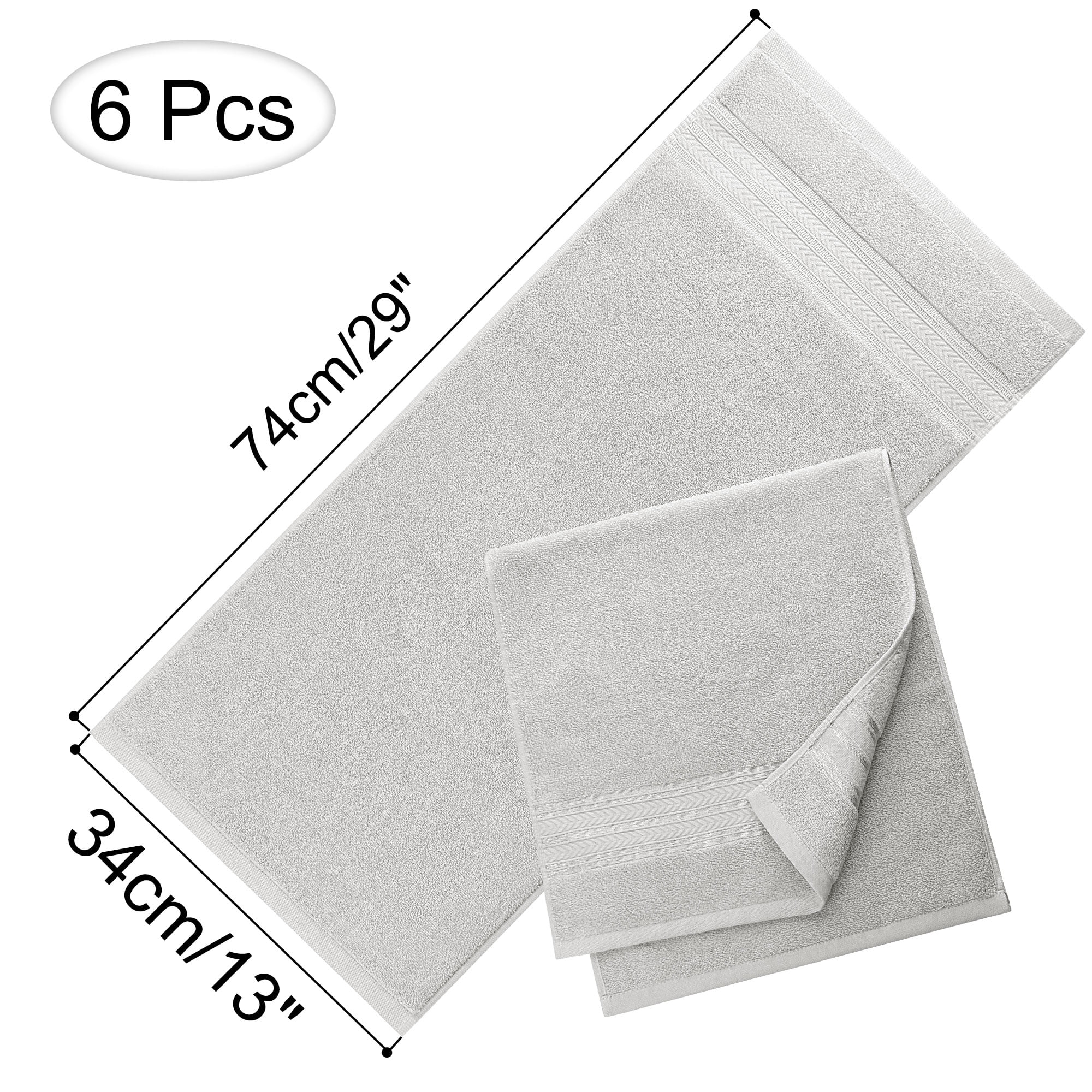 PiccoCasa 6PCS Cotton Soft Hand Towels Set for Bathroom 13" x 29" Gray