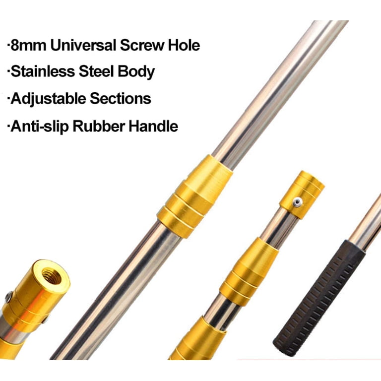 Cyfie 4.8-9.4Ft Stainless Steel Telescoping Pole, 8mm Screw, Suitable for Fishing & Harpoon