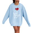 thumbnail image 2 of Gibobby Sudadera sin capucha y ocio Mujer Cómodo Casual Día de San Valentín Simple Amor Impreso Cuello Redondo Manga Larga Sin Capucha Top (Azul, S), 2 of 3
