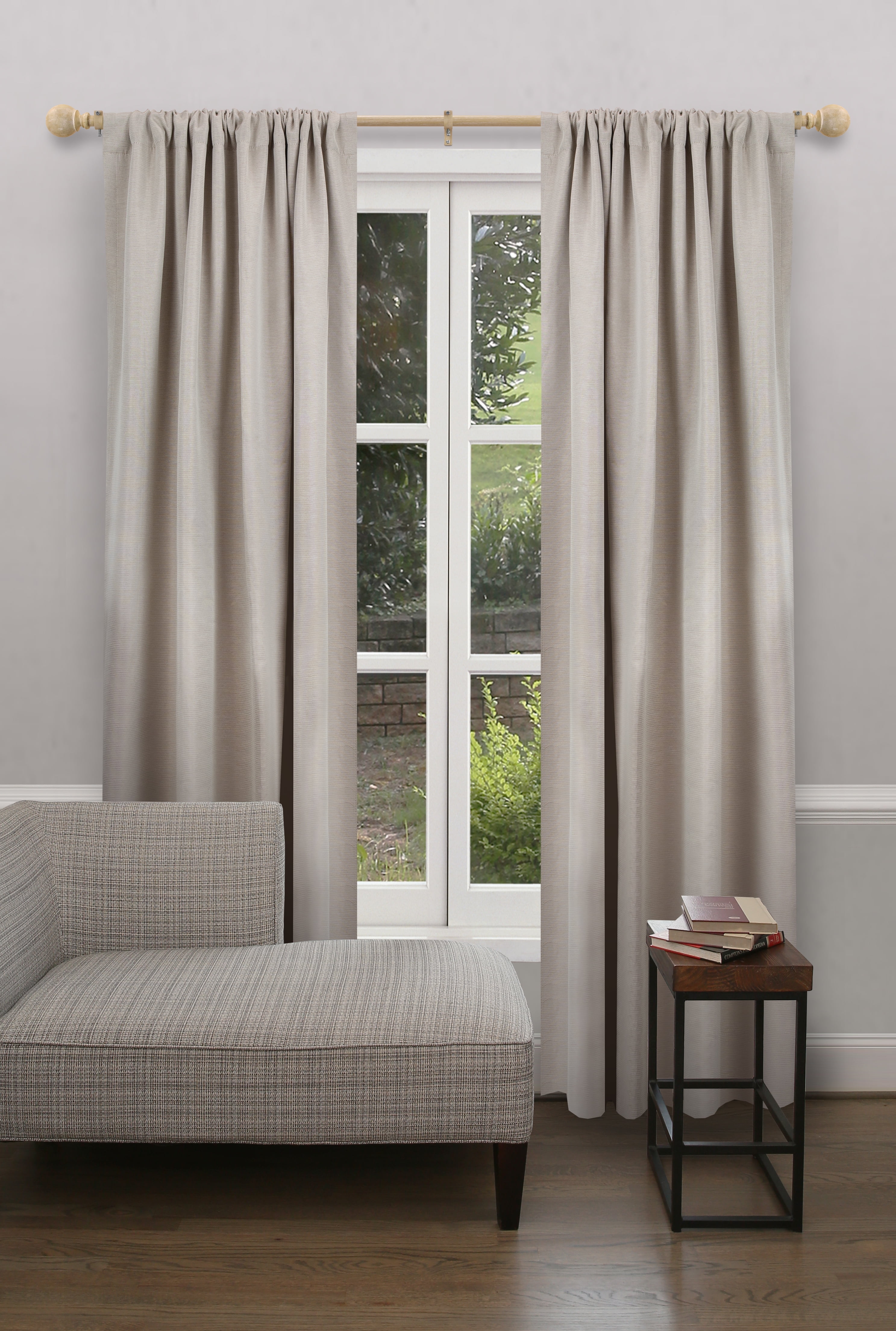 Mainstays 3/4" Faux Wood Ball Single Curtain Rod Set, 25-84"