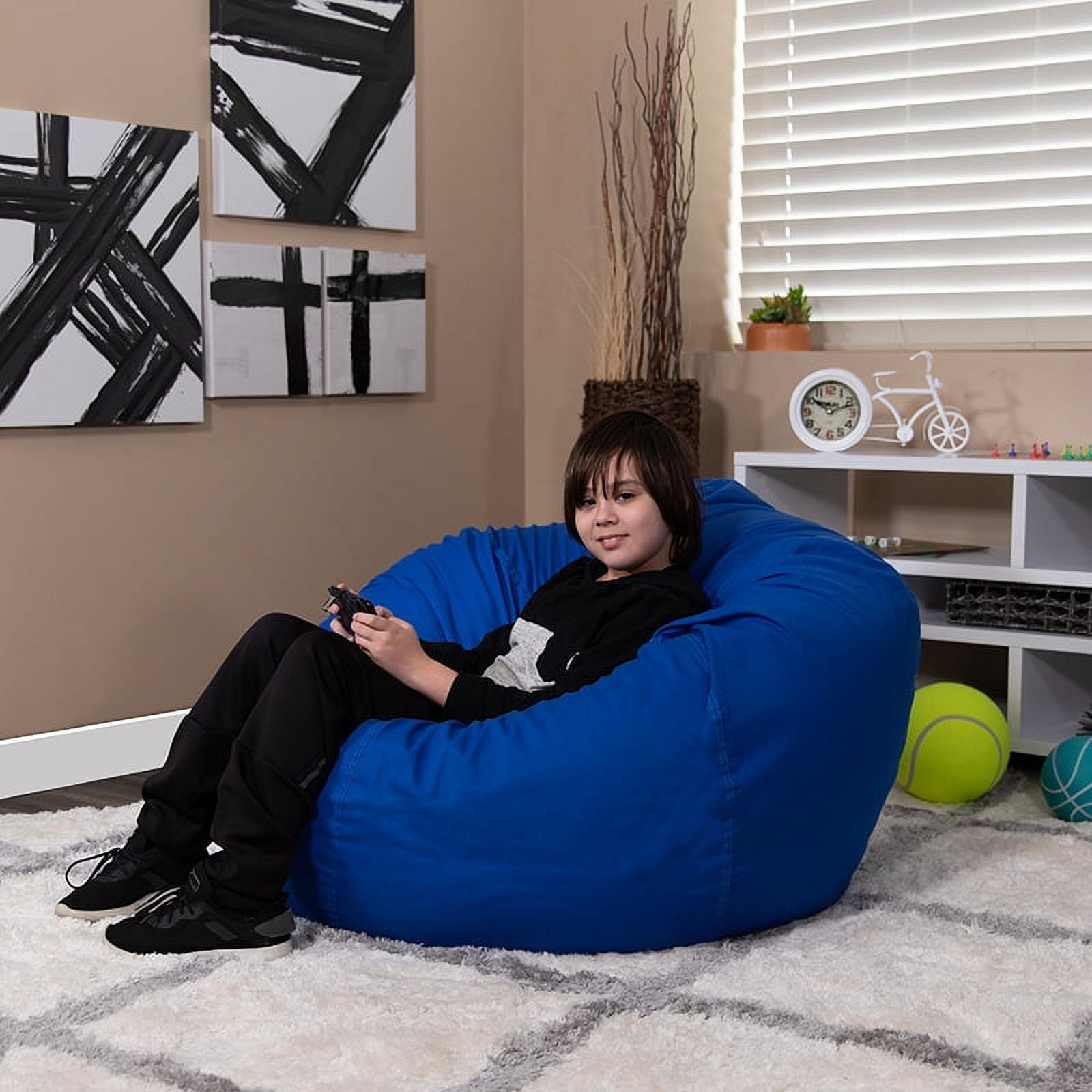 SIMFLAG 3Ft Bean Bag Chair, Memory Foam Filling Bean Bag Chairs with Velvet  Cover, Removable and Machine Washable Cover, Giant Bean Bag Chair for Adult  - Dark Blue : : Home