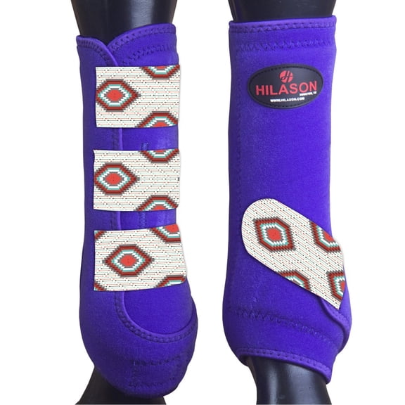 Medium Hilason Horse Medicine Sports Boots Rear Hind Leg Purple Grey