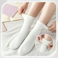 thumbnail image 5 of 5 Pairs Women's Bow Fuzzy Socks Winter Soft Slipper Socks Coquette Stuff Fluffy Thick Spa Home Sleeping, 5 of 7