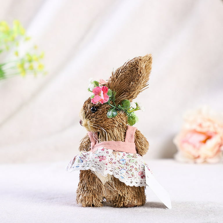 BELUPAI Straw Bunny Peter Rabbit Decor Creative Children Easter Bunny Model  Straw Rabbit With Lean Forward In Clothes Home Decorative