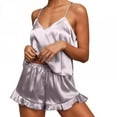 thumbnail image 6 of Patlollav Womens Casual Print Colorblock Frill Hem Set Housewear Sexy Suspender Vest Suit, 6 of 6