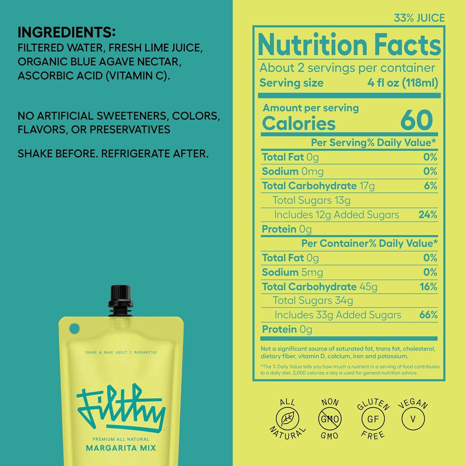 Filthy Margarita Mix 8oz Pouch (6-Pack)