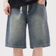 thumbnail image 3 of Ceisia Men's Relaxed Fit Straight Leg Denim Shorts Drawstring Elastic Waist 5-Pocket Jean Shorts Gift, 3 of 7