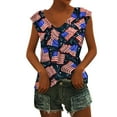 thumbnail image 3 of Women's elegant short-sleeved blouse V-neck casual T-shirt summer shirt Ladies T-shirt Short Sleeve Ms. T-shirt Blue S, 3 of 6