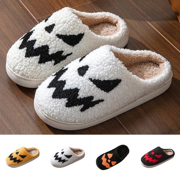 Bovxnpu Women's Warm Fuzzy Slippers Winter House Shoes, Women's Halloween Leisure Home Indoor And Outdoor Slippers Plus Velvet Warm Unisex Slippers Comfy Soft Lightweight Indoor House Shoes