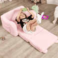 thumbnail image 4 of Toddler Chair, 2-in-1 Kids Comfy Couch Fold Out Chairs, Convertible Sofa to Lounger for Kids Girls and Boys (Pink), 4 of 5