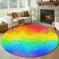 thumbnail image 2 of Rainbow Oil Painting Large Area Rugs for Bedroom Living Room, Soft Non Slip Carpet Bedside Rug, Watercolor Colorful Abstract Art Round Floor Cover Kitchen Accent Rug 5' for Dining Room/Office, 2 of 9