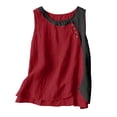 thumbnail image 2 of Women Sleeveless Vest Button Down Asymmetrical Round Neck Loose Fit Casual Summer Tops by Yigetop Red 3XL, 2 of 6