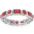 thumbnail image 1 of Bagues d'Éternité Anniversaire en Rubis Rouge à la Mode pour Dames 18K Or Blanc Taille 8, 1 of 8