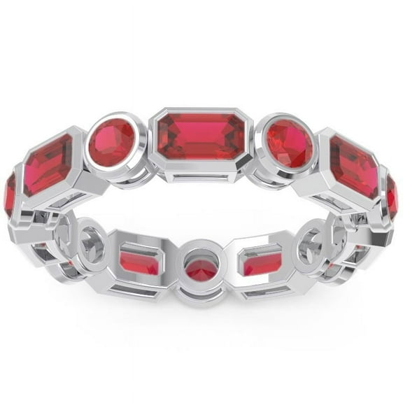 5.00 Carat Beautiful Red Ruby Gemstone Anniversary Eternity Bands for Women Solid 18K White Gold Size 7 by Diamond-Capitals