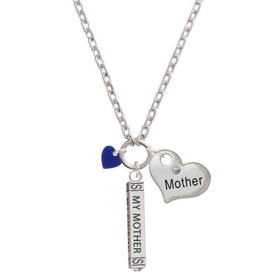 Delight Jewelry Acrylic 5/16" Navy Blue Heart Always My Mother Bar Zoe Necklace