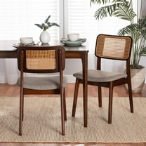Baxton Studio Dannon Mid-Century Modern Grey Fabric and Walnut Brown Finished Wood 2-Piece Dining Chair Set