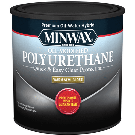 Minwax Water-Based Oil-Modified Polyurethane, Semi-Gloss, Clear, 1/2 Pint