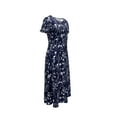 thumbnail image 4 of Blossoming Floral Print Dress - Comfortable Crew Neck, Stylish Short Sleeves, 4 of 11