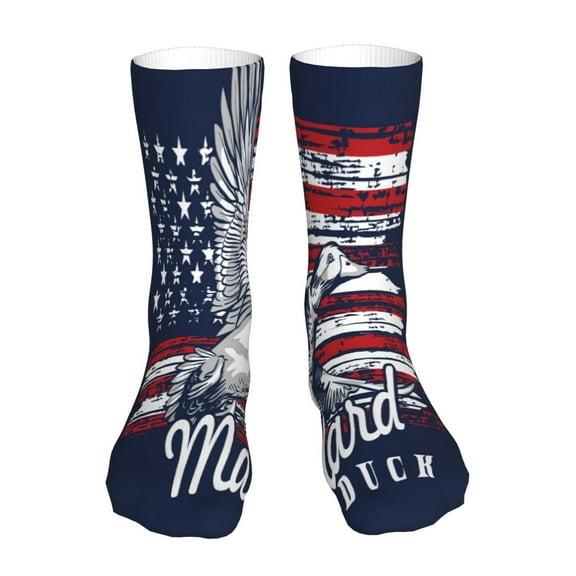 Easygdp Mallard Duck With American Flag Ankle Socks for Women Stocking Mid Calf Socks Ultra Stretchy for Boots Sneakers Loafer