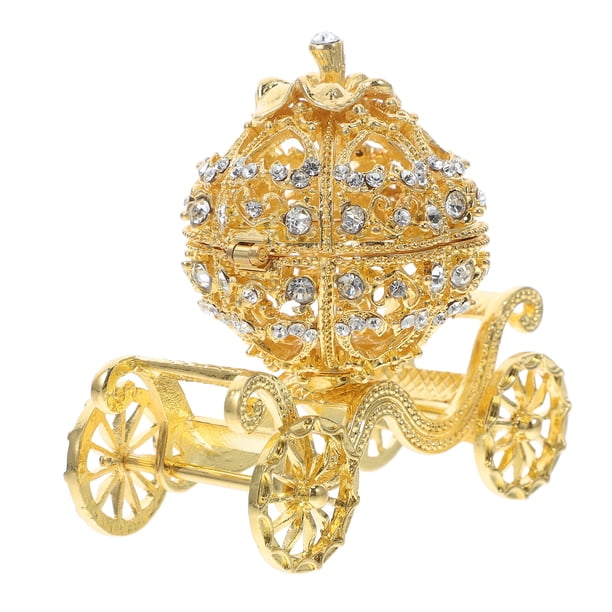 GOOHOCHY Exquisito estilo vintage calabaza carro joyería caja calabaza decoración carro joyería caja decorativa calabaza decoración almacenamiento tarro joyería carro caja