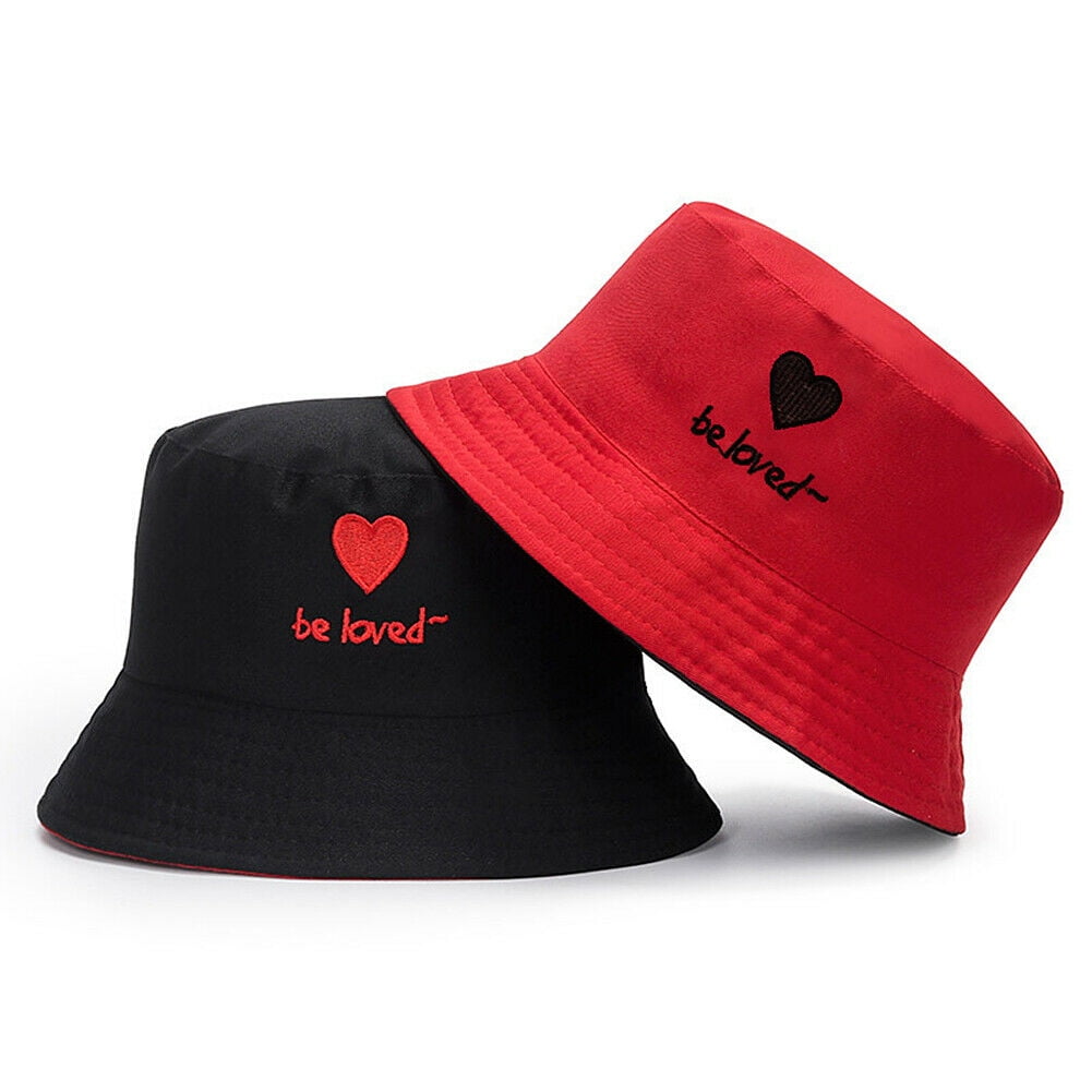 Magik Double-Sided Bucket Hat Fisherman's Cap Men Women Embroidery Pattern Cotton, Women's, Size: One size, Black