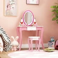 thumbnail image 2 of Gymax Kids Vanity Table Stool Set Pretend Play Makeup Desk with Whiteboard Markers, 2 of 10
