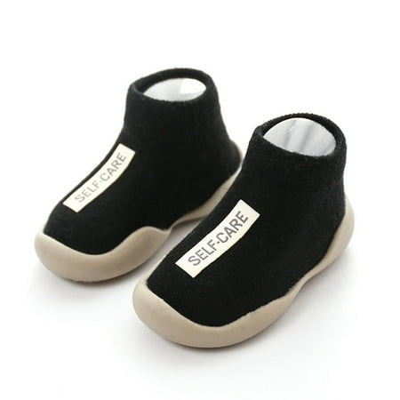 

Baby Shoes Baby Girl Kids Non-slip Floor Glue Knit Booties Solid Color Footwear for Daily