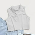 thumbnail image 4 of Tank Tops for Women under $5 Turtlneck Sleeveless Solid Cold Shoulder Summer Tops White L, 4 of 6