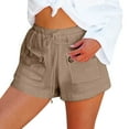 thumbnail image 4 of Women's Summer Shorts Casual High Waisted Button Flowy Comfy Beach Lounge Cotton Linen Flowy Shorts with Pockets S-2XL, 4 of 8