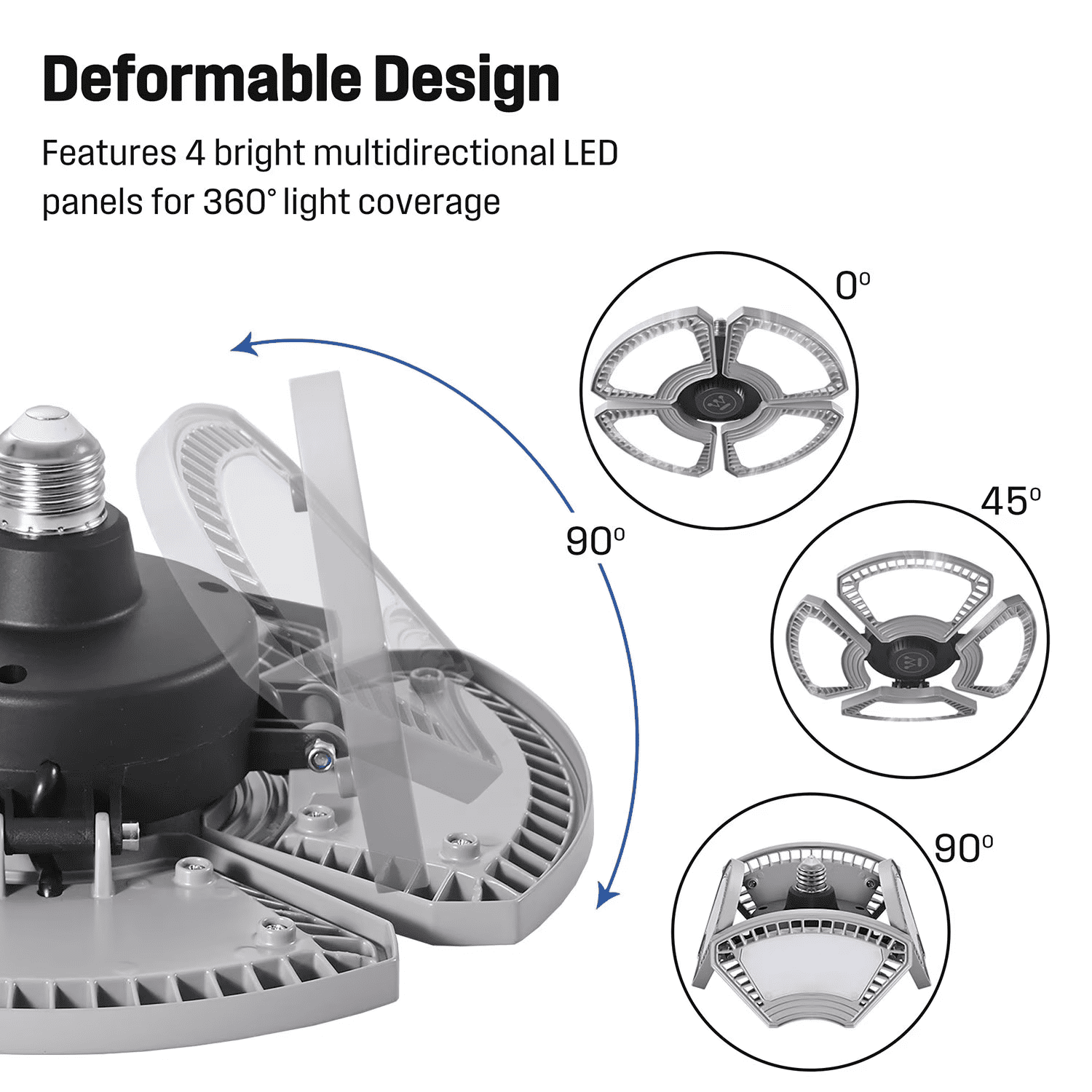 Westinghouse LED Garage Lights,8000 Lumen LED Shop Light with Deformable Three Panel Ceiling Light E26 for Basement, Workshop ,Warehouse ,Shop
