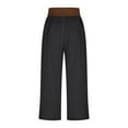 thumbnail image 7 of WREESH Womens Cotton Linen Pants Fashion Comfortable Casual Loose Comfortable Belt Lace Fold Pants Black, 7 of 7