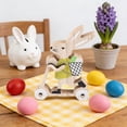 thumbnail image 3 of NIUBWJL Wooden Decorative Piece For Easter Party Cute Bunny Riding With A Basket Animals Figurine Wooden Ornament, 3 of 5